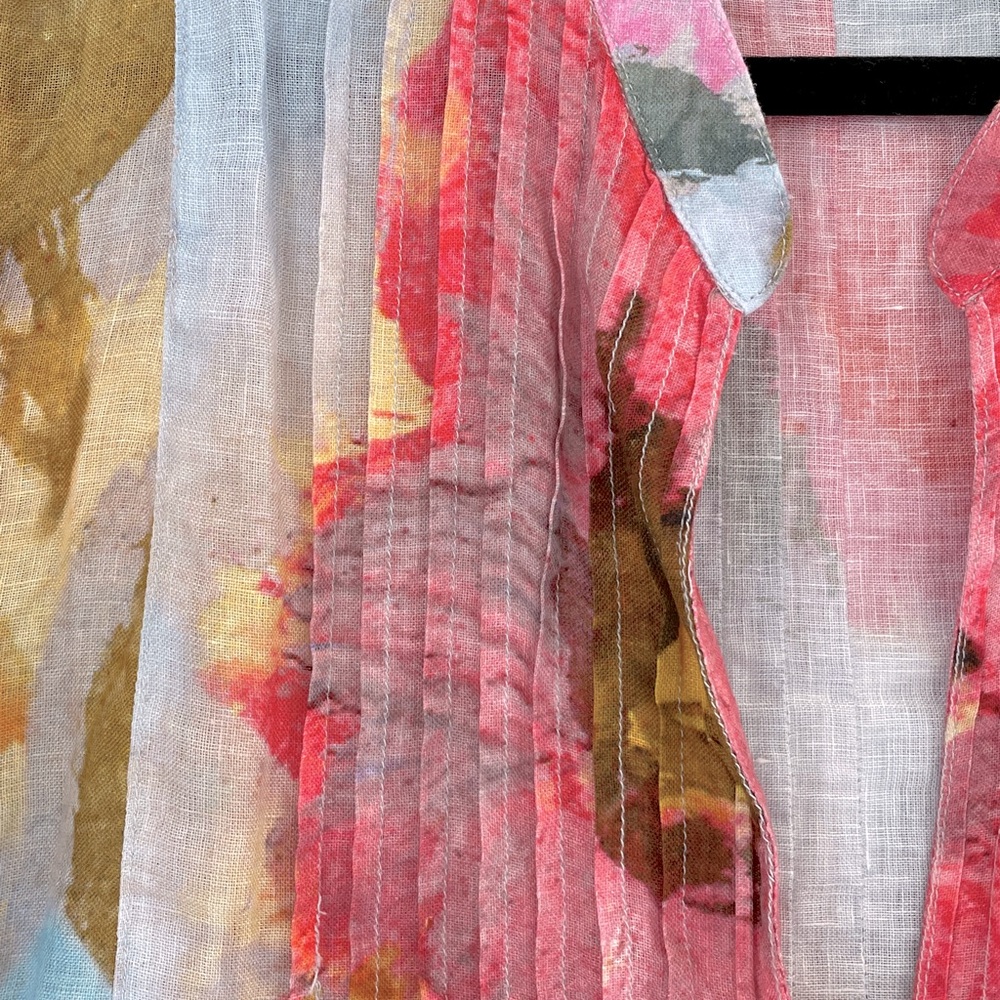 120% Lino Macro Floral Poet Blouse - Picture 6 of 10